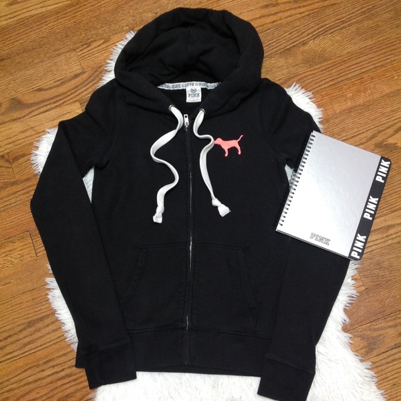 PINK Victoria's Secret Tops - VS PINK Full Zip Graphic Hoodie EUC
